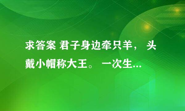 求答案 君子身边牵只羊， 头戴小帽称大王。 一次生下龙凤胎， 人头两点四横长 —请高人，打四字