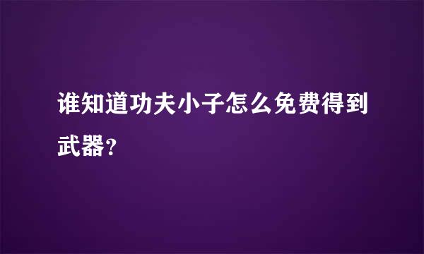 谁知道功夫小子怎么免费得到武器？