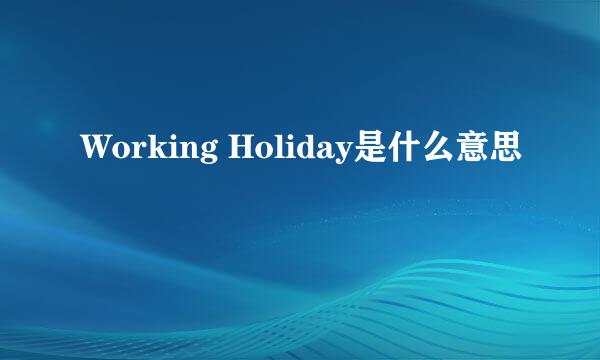 Working Holiday是什么意思