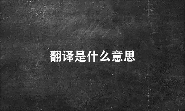 翻译是什么意思