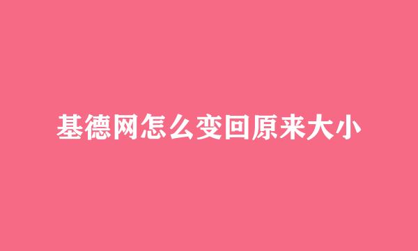 基德网怎么变回原来大小