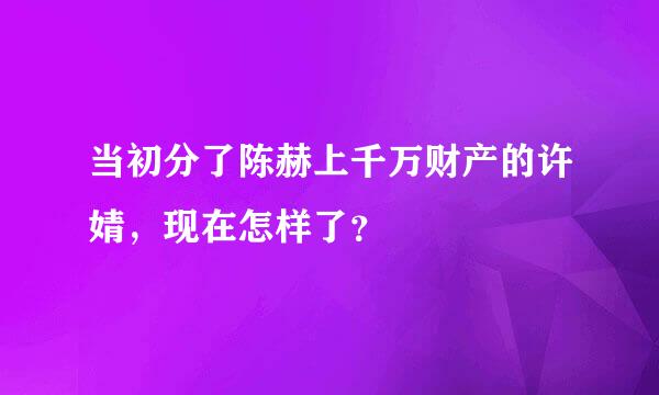 当初分了陈赫上千万财产的许婧，现在怎样了？