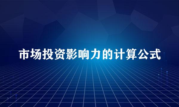 市场投资影响力的计算公式