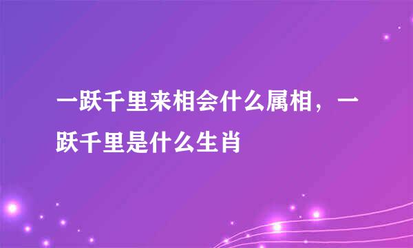 一跃千里来相会什么属相，一跃千里是什么生肖