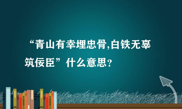 “青山有幸埋忠骨,白铁无辜筑佞臣”什么意思？