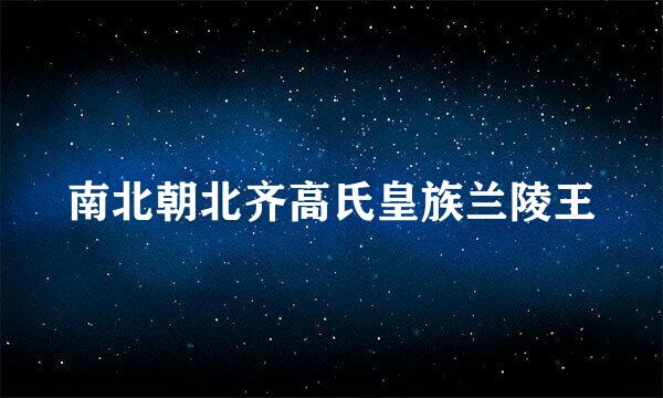 南北朝北齐高氏皇族兰陵王