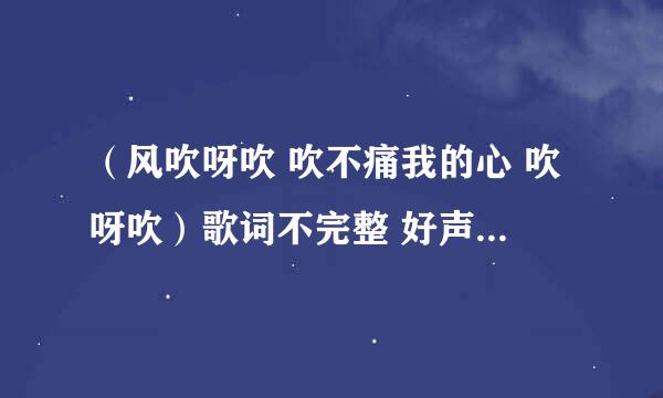 （风吹呀吹 吹不痛我的心 吹呀吹）歌词不完整 好声音里的什么歌名