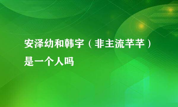 安泽幼和韩宇（非主流芊芊）是一个人吗