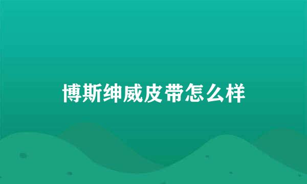 博斯绅威皮带怎么样