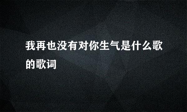 我再也没有对你生气是什么歌的歌词