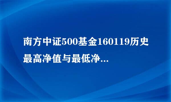 南方中证500基金160119历史最高净值与最低净值分别是多少