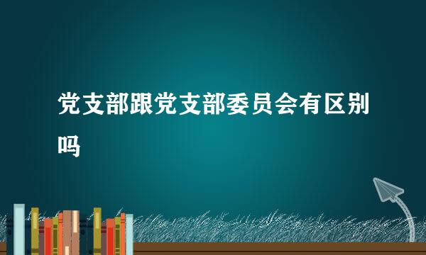 党支部跟党支部委员会有区别吗