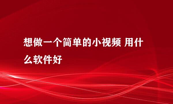 想做一个简单的小视频 用什么软件好