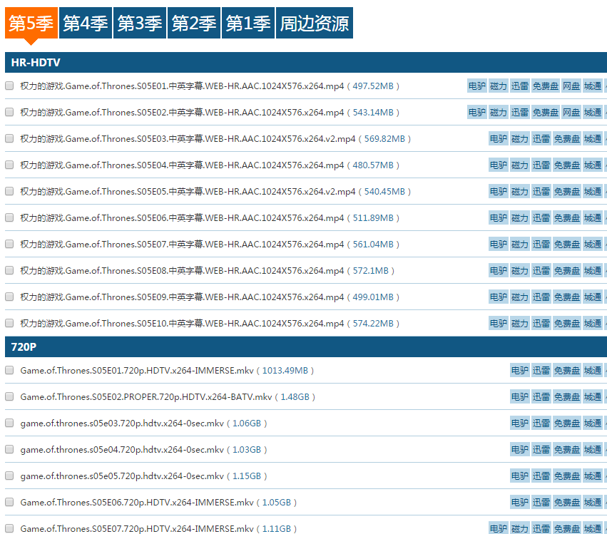 求权力的游戏第二季到第五季无删减版百度云盘，谢谢