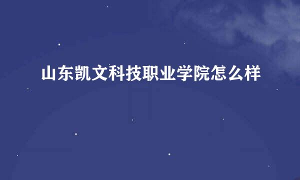 山东凯文科技职业学院怎么样