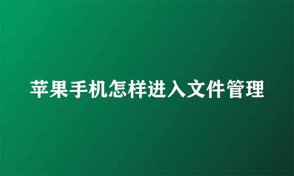 苹果手机怎样进入文件管理