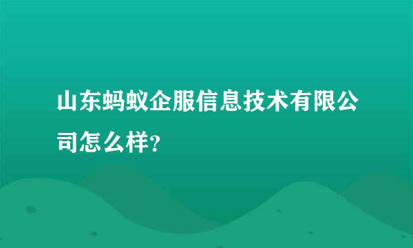 山东蚂蚁企服信息技术有限公司怎么样？