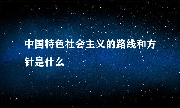 中国特色社会主义的路线和方针是什么