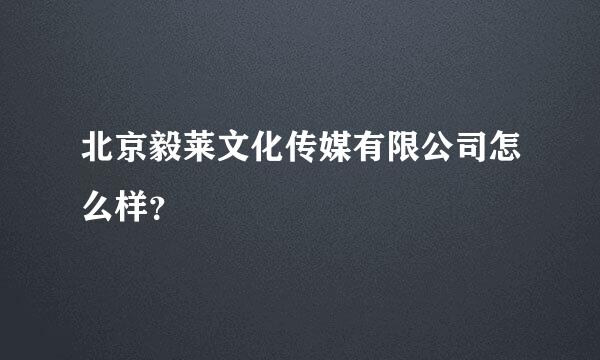 北京毅莱文化传媒有限公司怎么样？