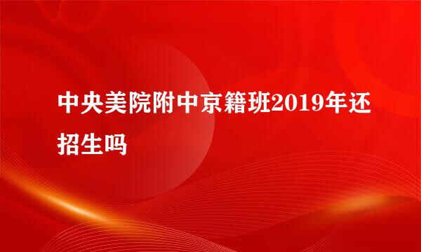 中央美院附中京籍班2019年还招生吗