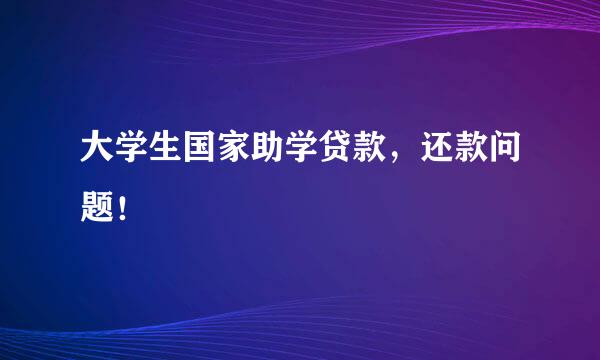 大学生国家助学贷款，还款问题！