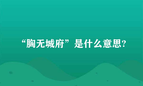 “胸无城府”是什么意思?