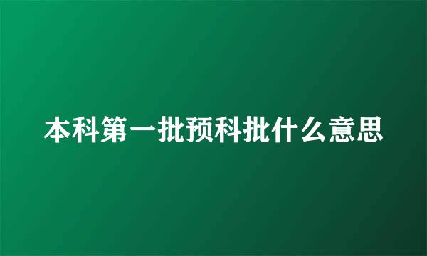 本科第一批预科批什么意思