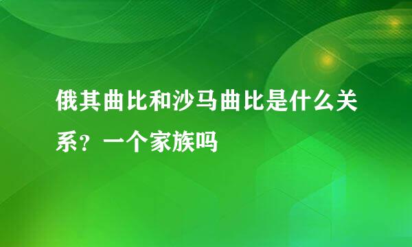 俄其曲比和沙马曲比是什么关系？一个家族吗