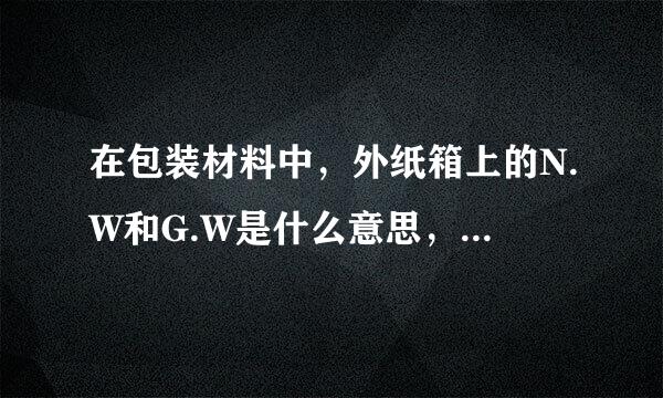 在包装材料中，外纸箱上的N.W和G.W是什么意思，好像是净重和毛重，但我不确定，请个位帮帮忙？