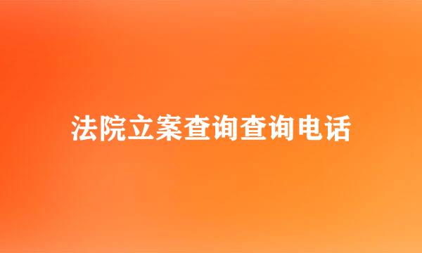 法院立案查询查询电话