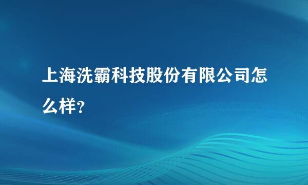 上海洗霸科技股份有限公司怎么样？