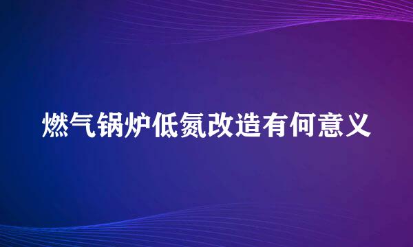 燃气锅炉低氮改造有何意义