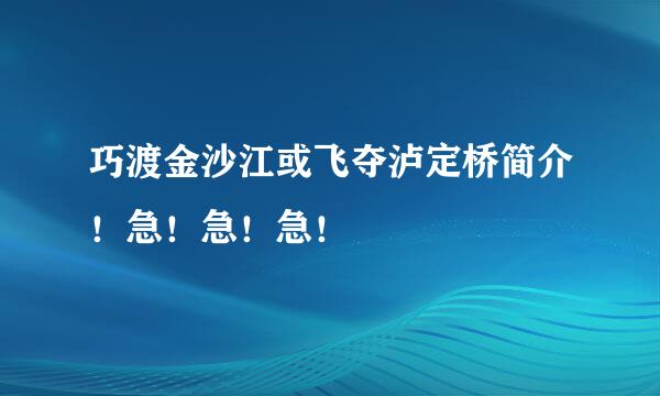 巧渡金沙江或飞夺泸定桥简介！急！急！急！