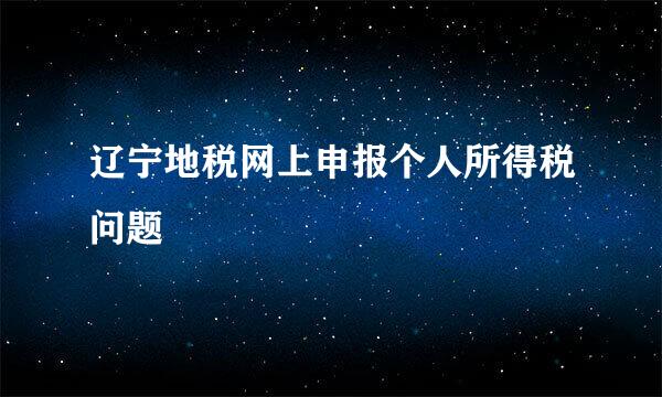 辽宁地税网上申报个人所得税问题