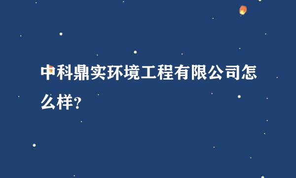 中科鼎实环境工程有限公司怎么样？