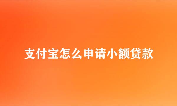 支付宝怎么申请小额贷款