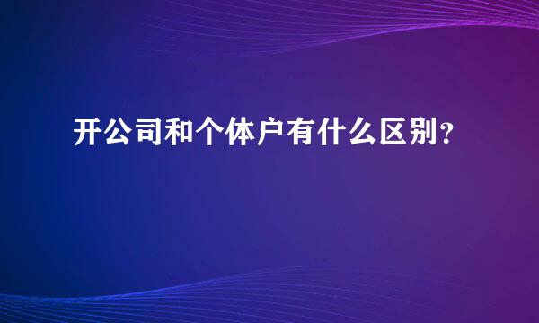 开公司和个体户有什么区别？