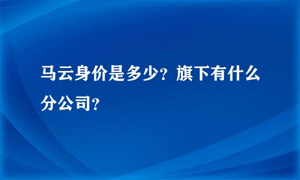 马云身价是多少？旗下有什么分公司？