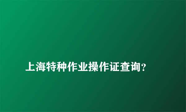 
上海特种作业操作证查询？
