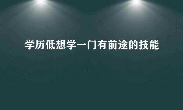 学历低想学一门有前途的技能