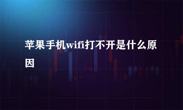 苹果手机wifi打不开是什么原因