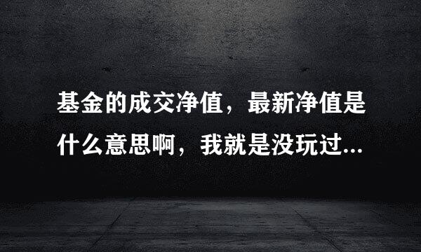 基金的成交净值，最新净值是什么意思啊，我就是没玩过，就让银行办卡的人加我买了点，玩玩、、、