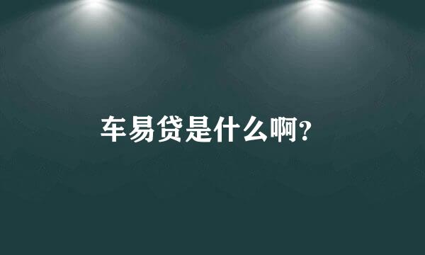 车易贷是什么啊？