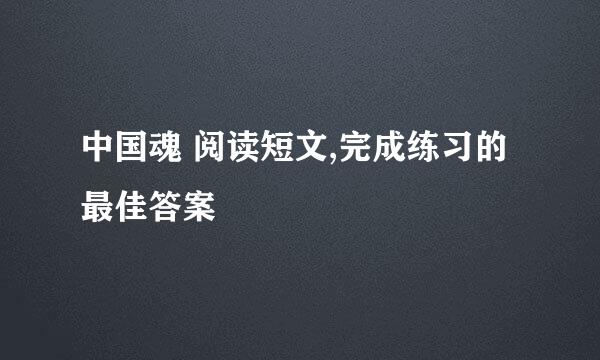 中国魂 阅读短文,完成练习的最佳答案