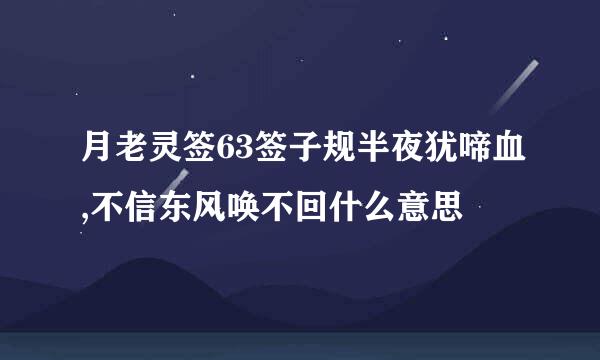 月老灵签63签子规半夜犹啼血,不信东风唤不回什么意思