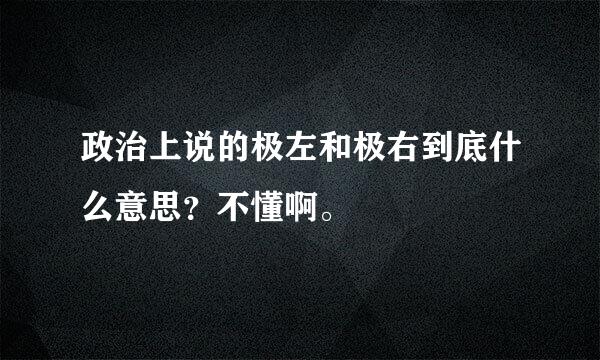 政治上说的极左和极右到底什么意思？不懂啊。