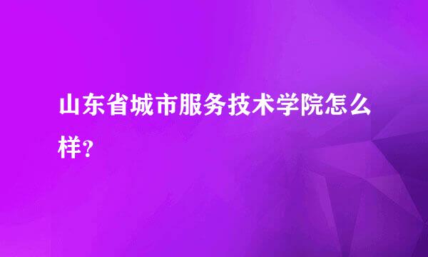 山东省城市服务技术学院怎么样？