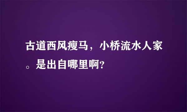 古道西风瘦马，小桥流水人家。是出自哪里啊？