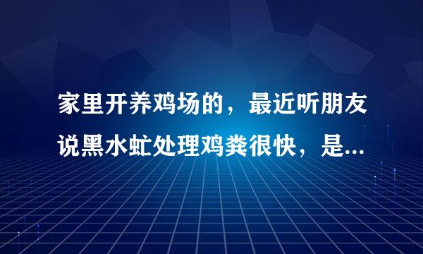 家里开养鸡场的，最近听朋友说黑水虻处理鸡粪很快，是不是骗人的？