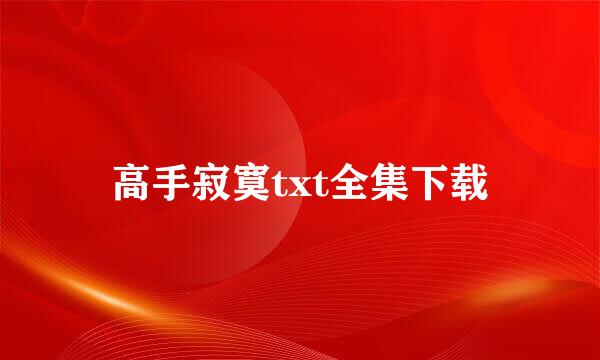 高手寂寞txt全集下载